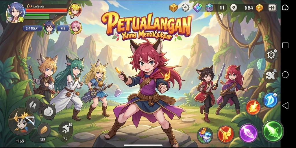 Gameplay seru dengan karakter anime yang ikonik.