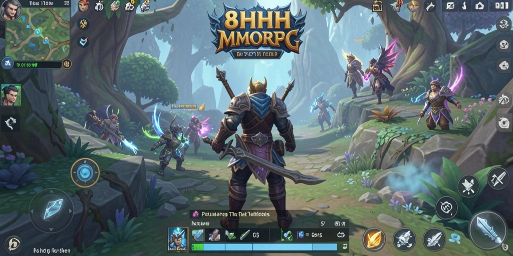Gameplay <strong>8HHH</strong> menampilkan pertempuran epik dalam dunia MMORPG.