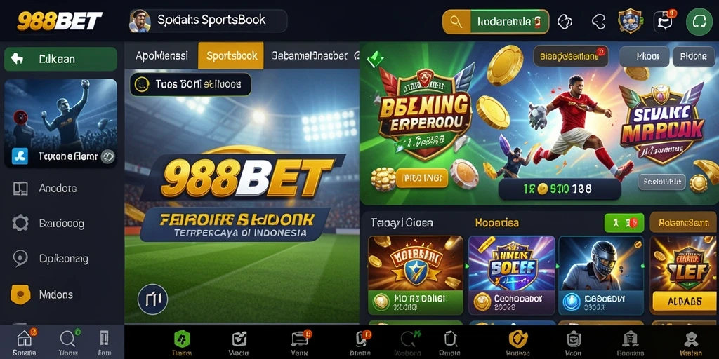 Tampilan gameplay 988BET dengan berbagai pilihan taruhan olahraga.