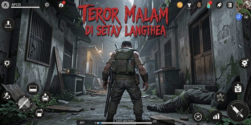 Tangkapan layar dari gameplay menegangkan API33 dengan atmosfer yang mencekam.