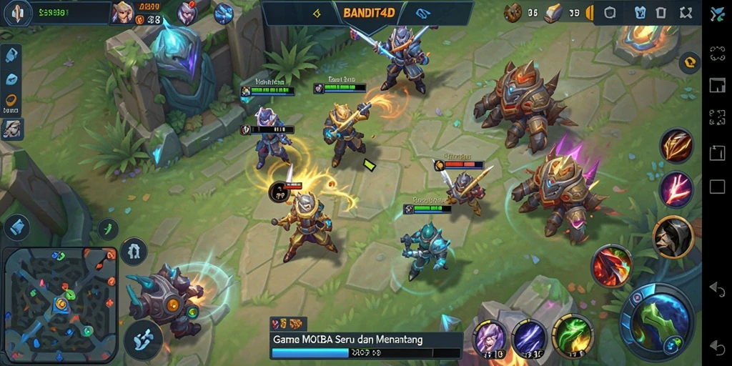 Tangkapan layar gameplay BANDIT4D yang menampilkan aksi seru di arena MOBA.