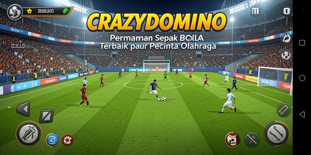 Tampilan gameplay menyerupai pertandingan sepak bola nyata.