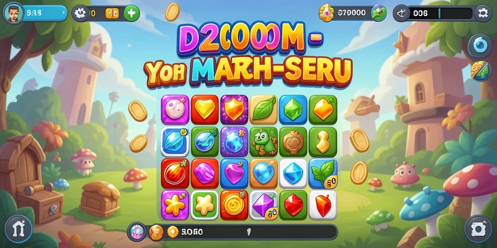 Tangkapan layar D200M menampilkan gameplay menarik dan colorful match-3.