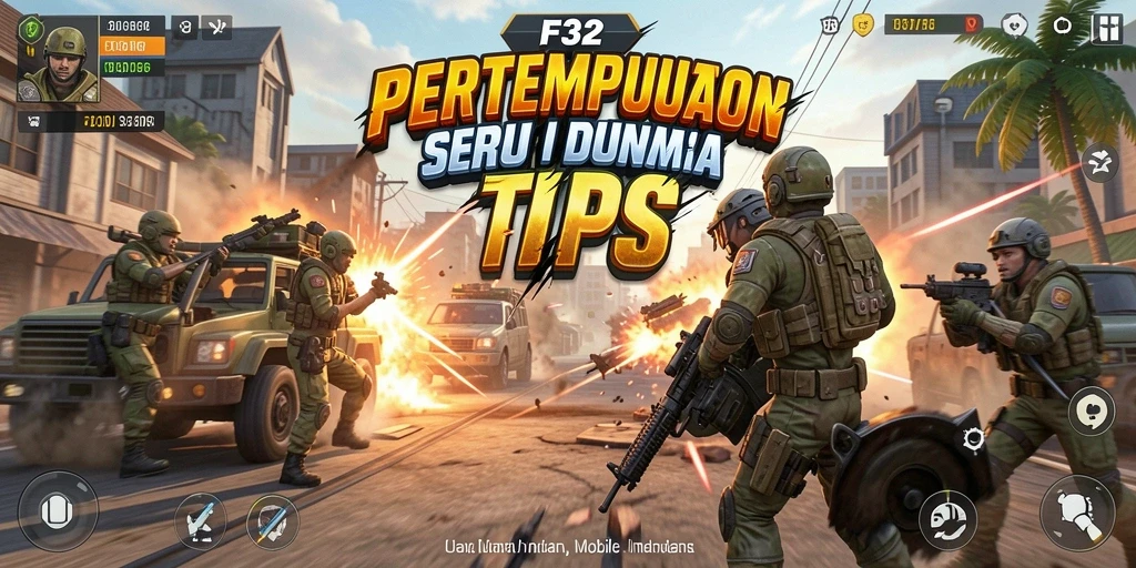 Screenshot gameplay seru F32 menampilkan aksi tembak-menembak yang mendebarkan.