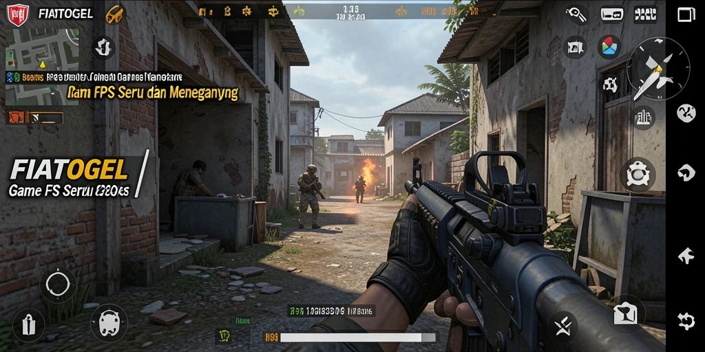 Tampilan gameplay intens di FIATOGEL dengan aksi tembak-menembak.