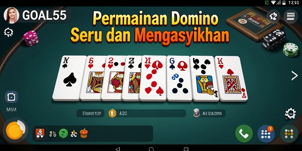 Screenshot gameplay GOAL55 menampilkan pengalaman seru bermain Domino.