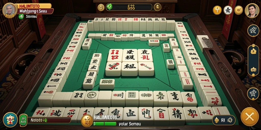 Tampilan gameplay seru pada HALIMTOTO dengan grafis Mahjong yang menawan.