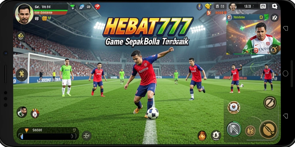 Tampilan gameplay HEBAT777 dengan aksi sepak bola yang seru.