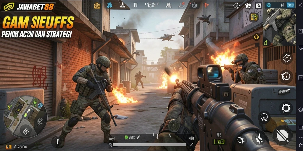 Tampilan gameplay JAWABET88 yang memukau dengan aksi tembak-menembak yang seru.