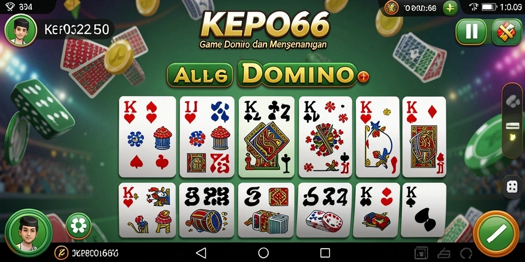 Screenshot gameplay KEPO66 yang menunjukkan suasana permainan domino.
