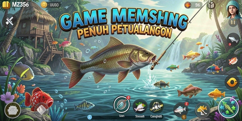 Tampilan gameplay MZ356 yang menampilkan aksi memancing seru.