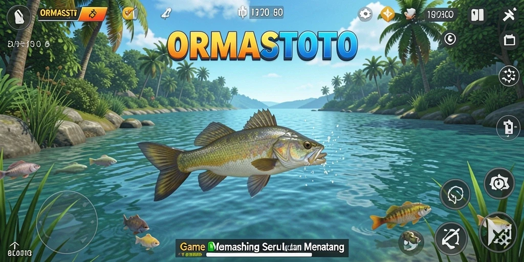 Screenshot gameplay ORMASTOTO menampilkan pengalaman memancing yang menawan.