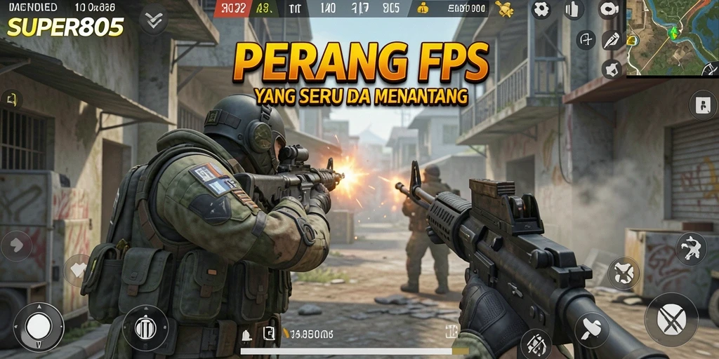 Tampilan gameplay SUPER805 yang intens dan penuh aksi.